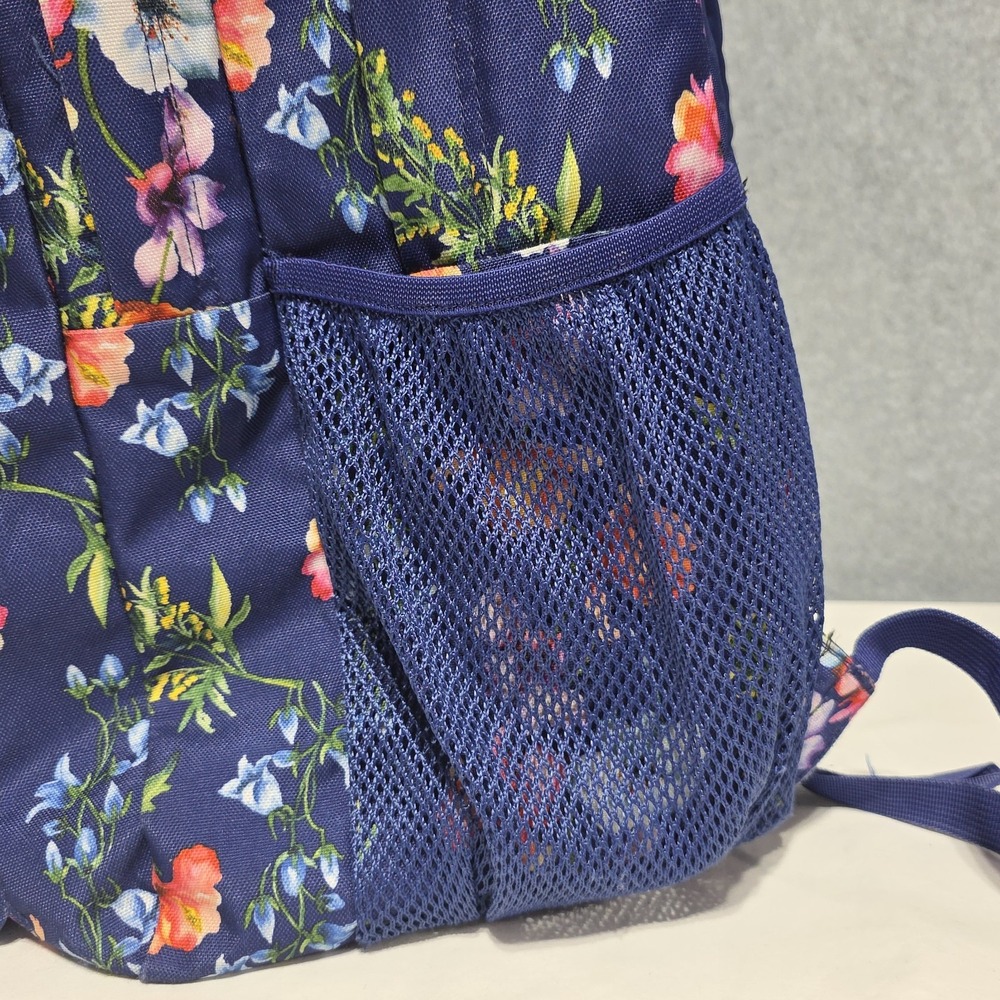JanSport Big Student Blue Floral Backpack Polyester Zip Pockets - Picture 5 of 15